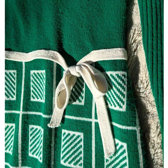 Vtg 70s Sears Juniors Bazaar Green Knit Tie Waist Shift Sweater MiniDress sz 4/6 - Picture 6 of 10